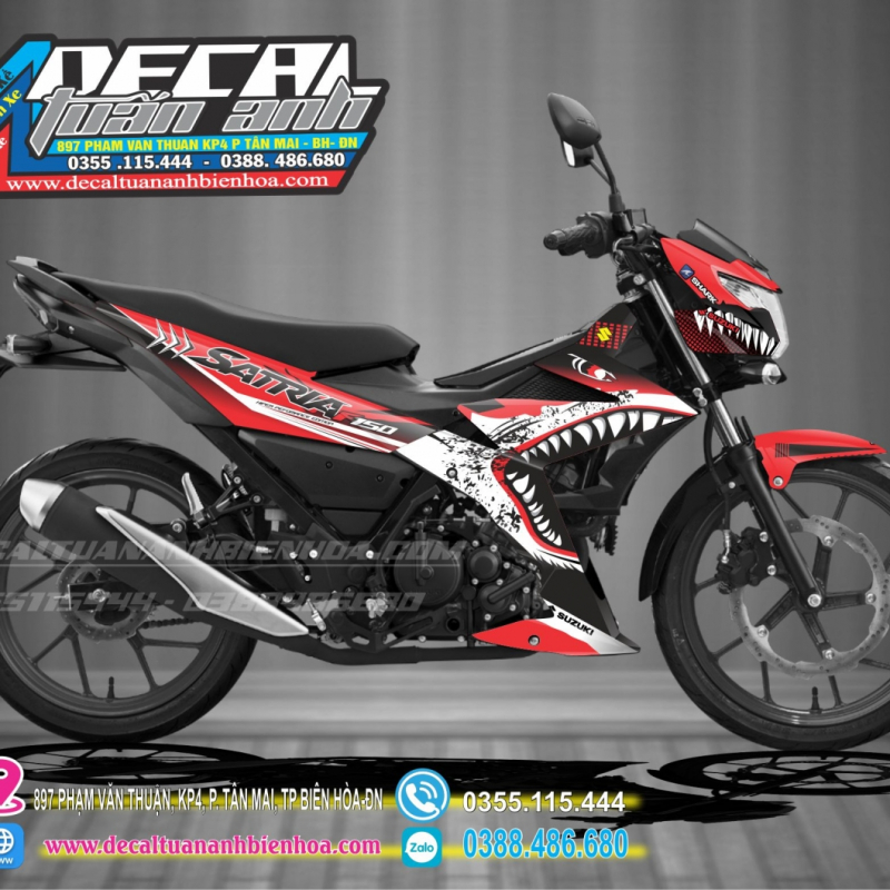 TEM SATRIA  150 cá mập đỏ trắng 2