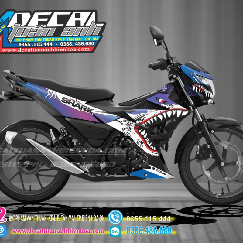 TEM SATRIA  150 cá mập trắng xanh galaxy