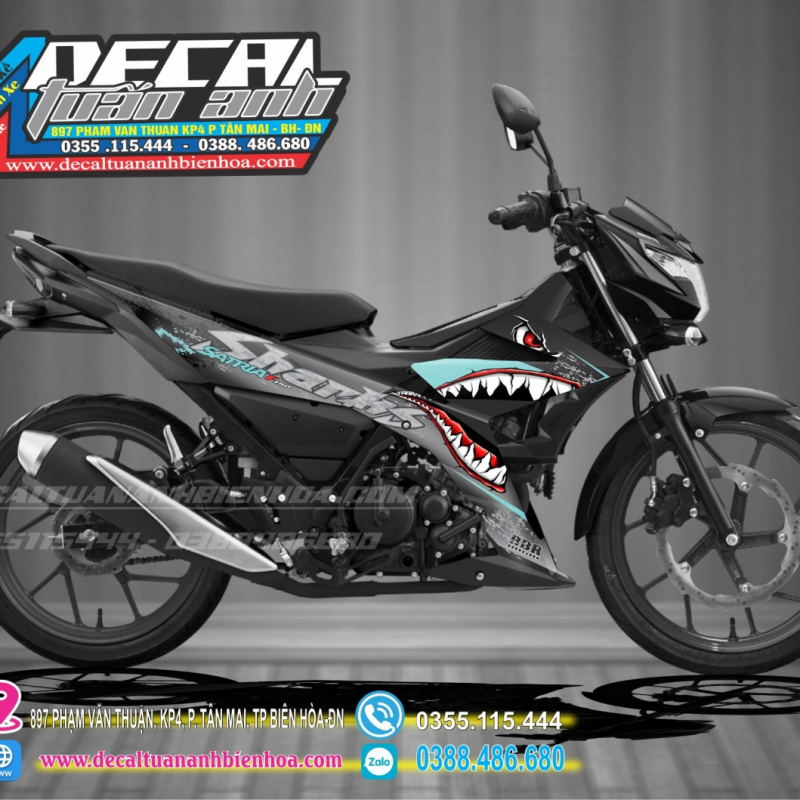 TEM SATRIA  150 shark đen trắng