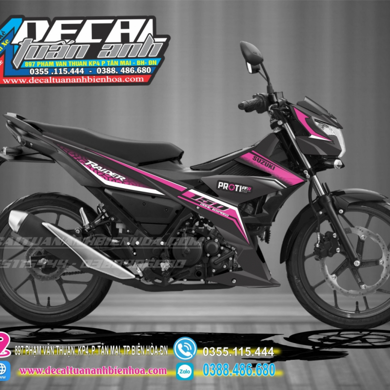 tem raider 150 hồng đen