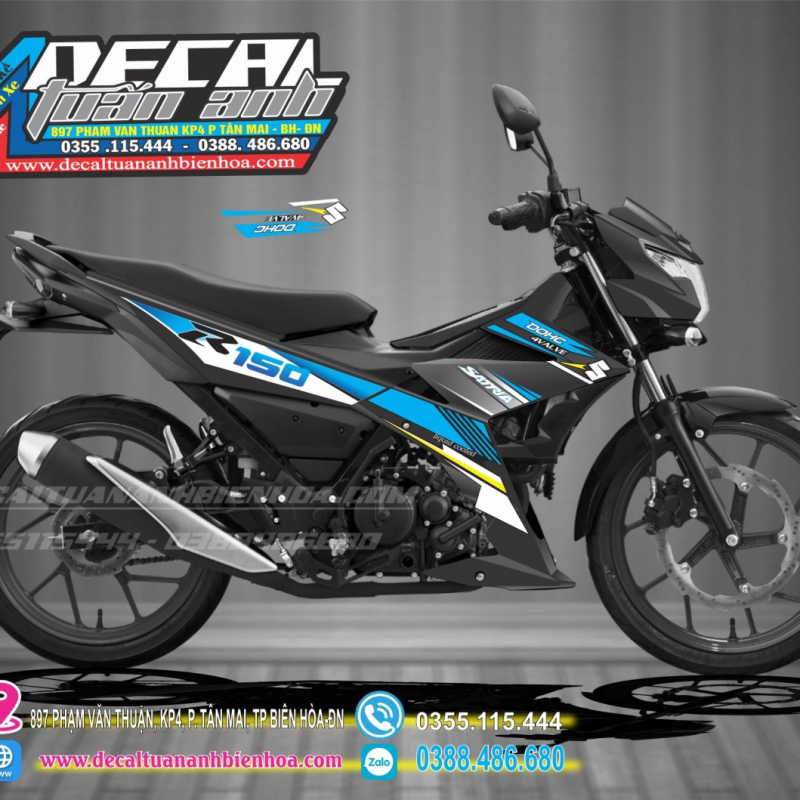 TEM SATRIA  150 zin xanh đen