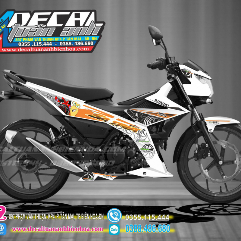 TEM SATRIA  150   ỐC SÊN TUBOR  TRẮNG CAM