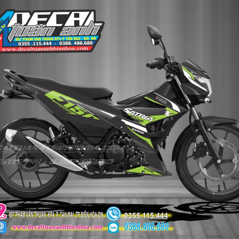TEM SATRIA  150 ĐEN XANH LÁ