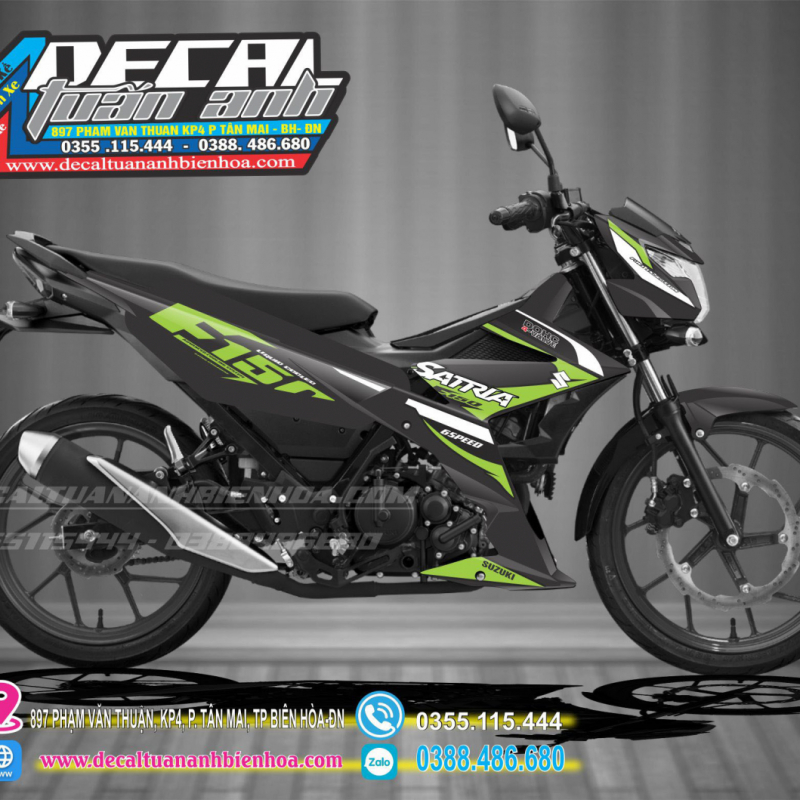 TEM SUXUKI SATRIA  XANH LÁ KẾT HỢP ĐEN