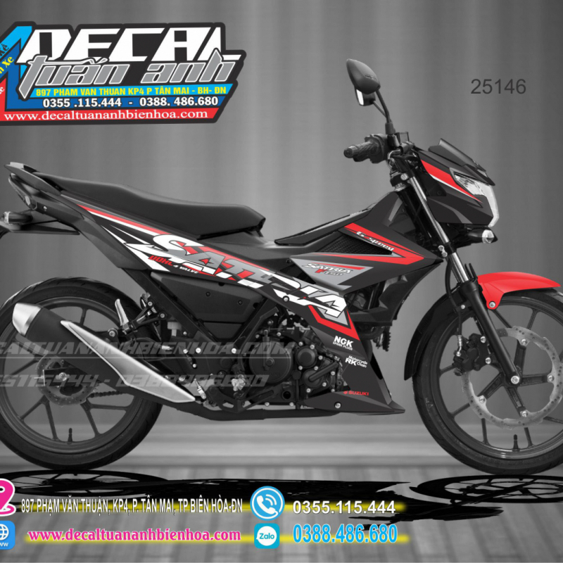 TEM SUXUKI SATRIA XÁM ĐỎ ĐEN