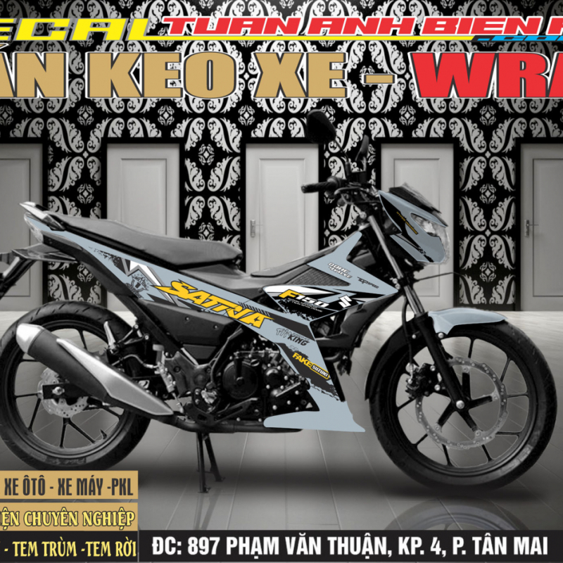 TEM SATRIA  F150  XANH XI MANG