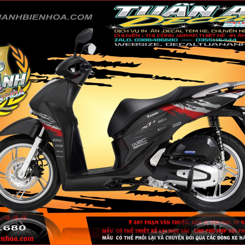 TEM XE SH  2022  ĐEN ĐỎ BẠC WRC SPORT