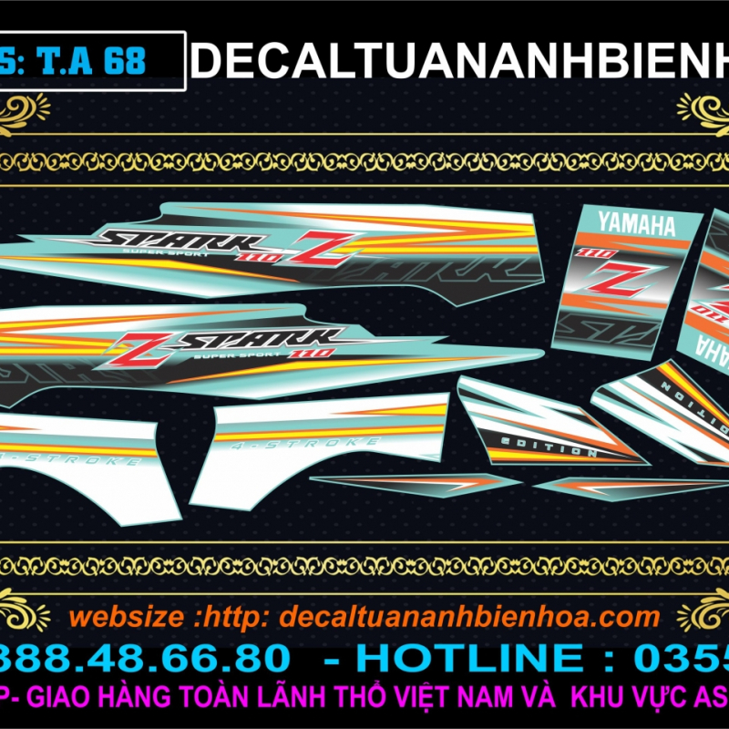 tem sirius spark trắng xanh