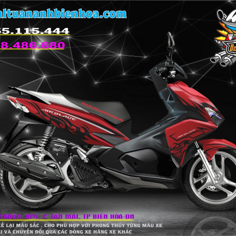 tem xe ARIBLADE 2016-2019 đỏ đen lửa