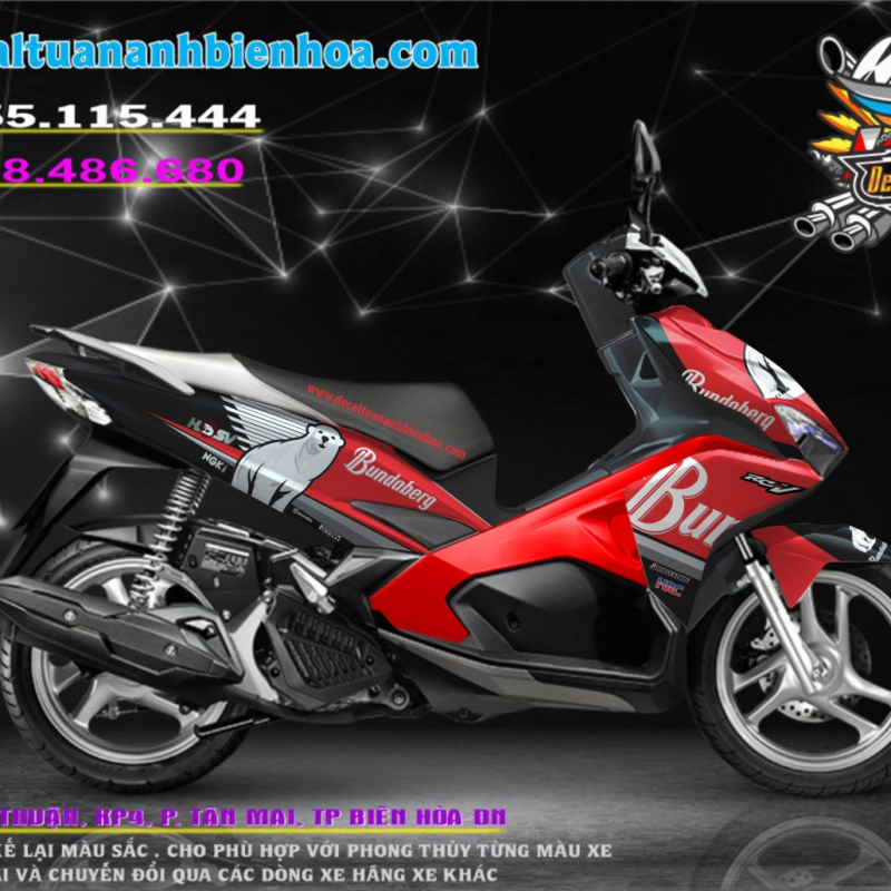 tem xe ARIBLADE 2016-2019 đỏ đen gấu
