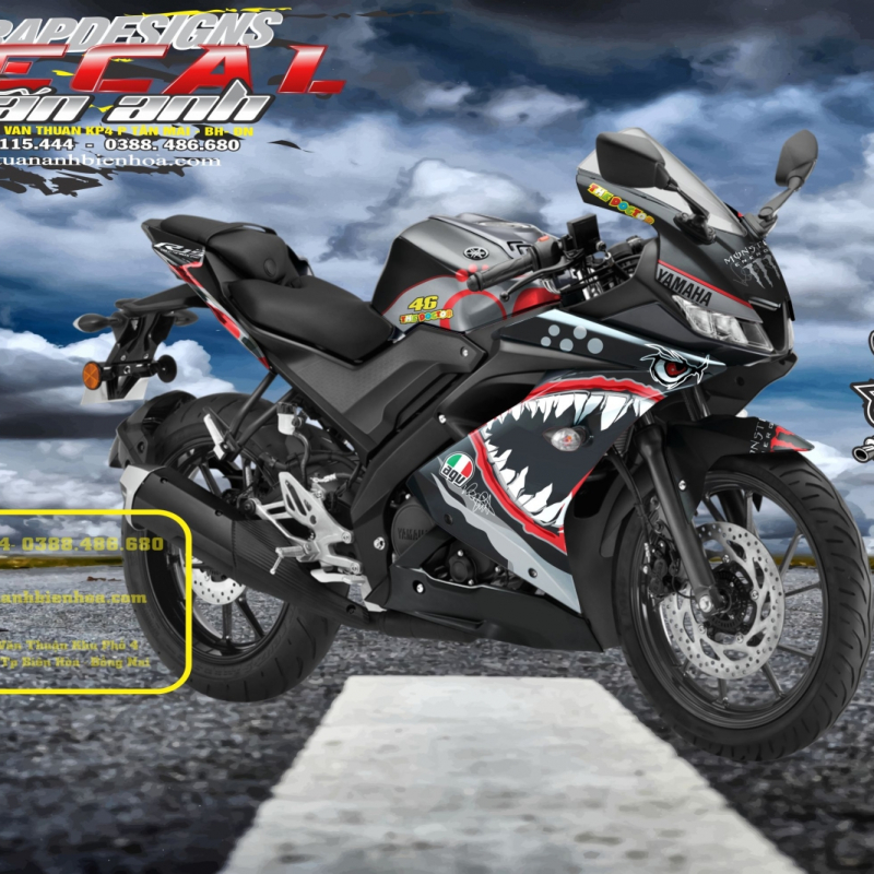 Tem trum R15 ver 3  CÁ MẬP ĐEN BẠC