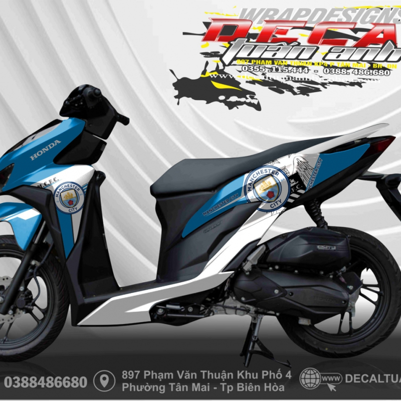 tem trum vario 150  chelse  xanh trắng