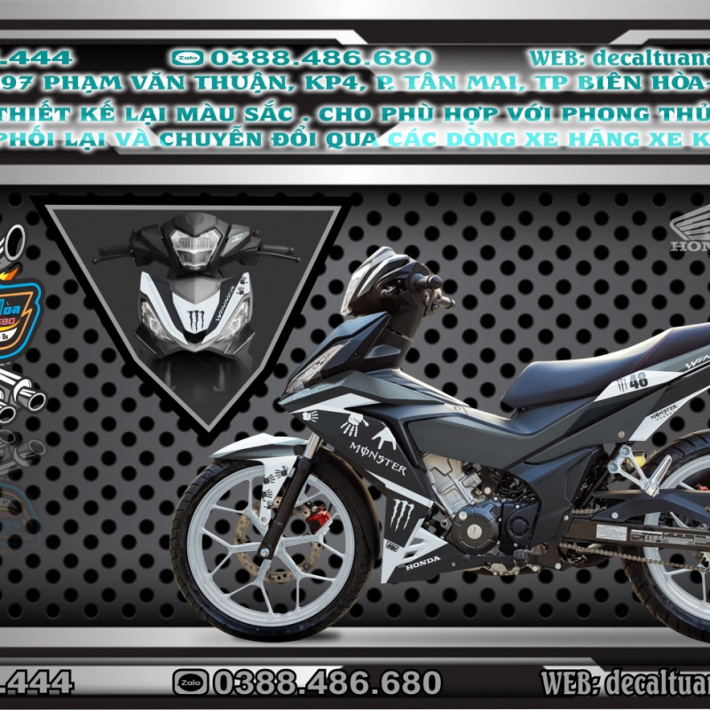 TEM HONDA WINNERBÀN TAY ĐEN TRẮNG