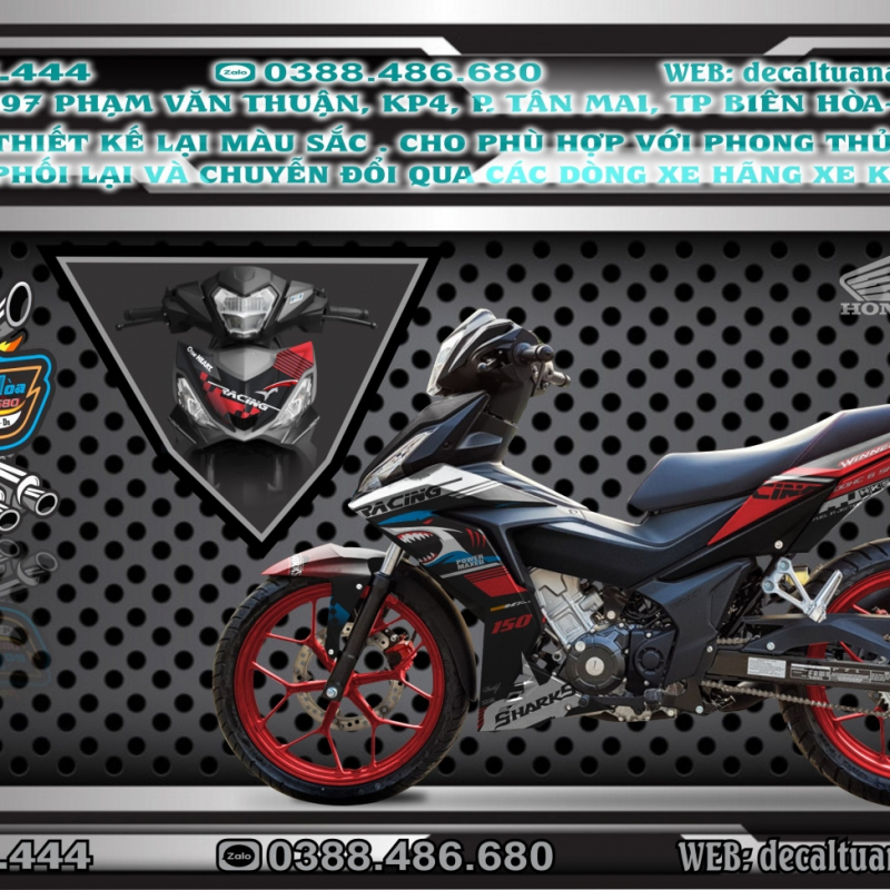 tem xe winner 150 cá mập đỏ đen