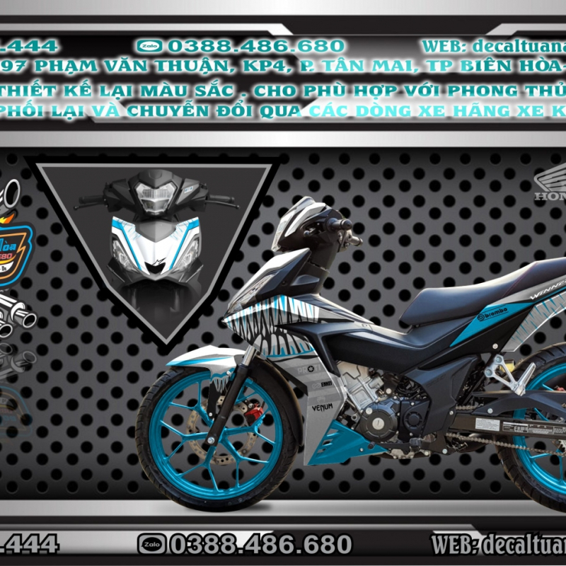 tem xe winner 150 cá mập xanh bạc