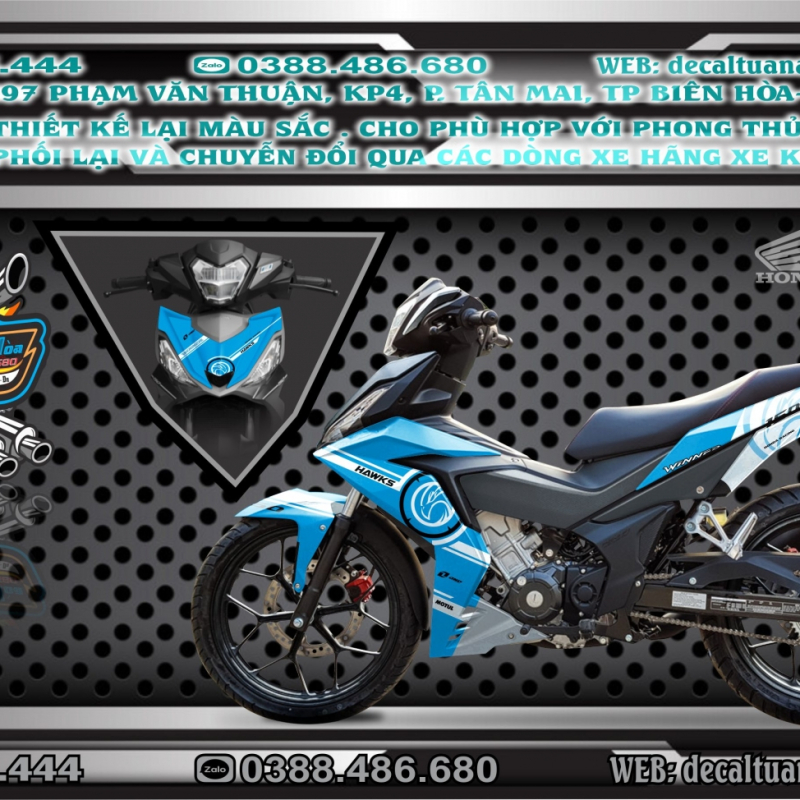 TEM HONDA WINNER   XANH TRẮNG  HAN