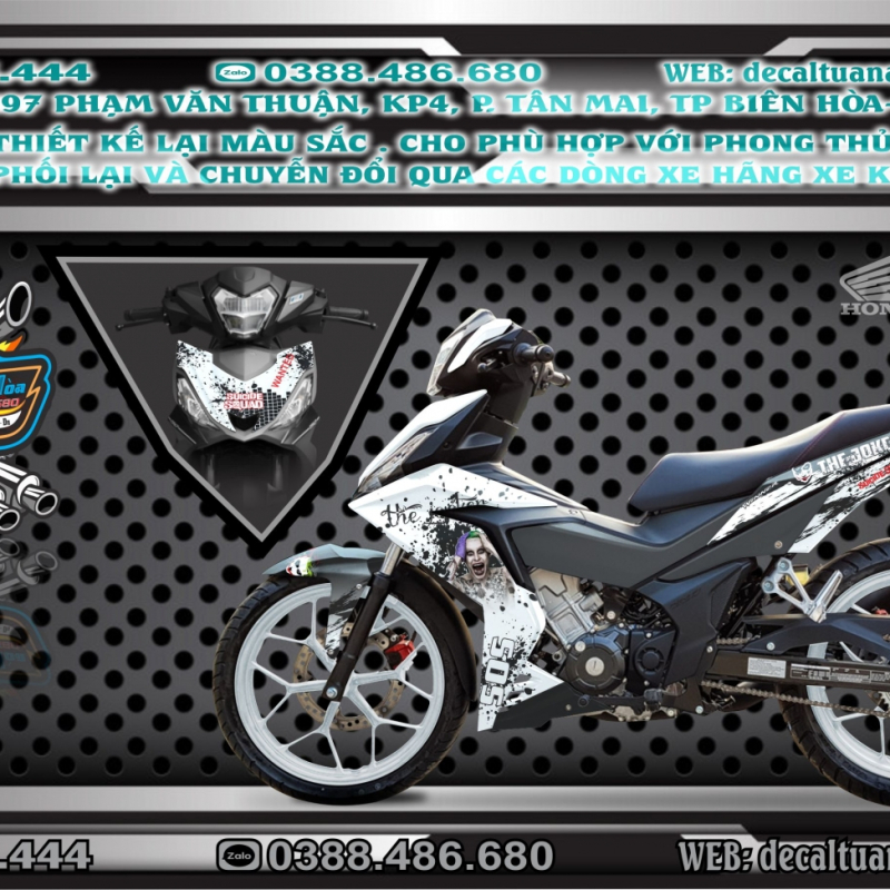 TEM HONDA WINNER  JOCKER TRẮNG  ĐEN