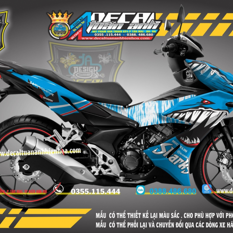 tem xe winner x xanh trắng