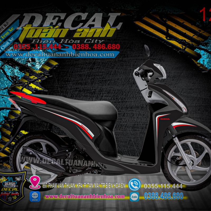 Tem trùm xe Vision 2014 chỉ trắng đỏ
