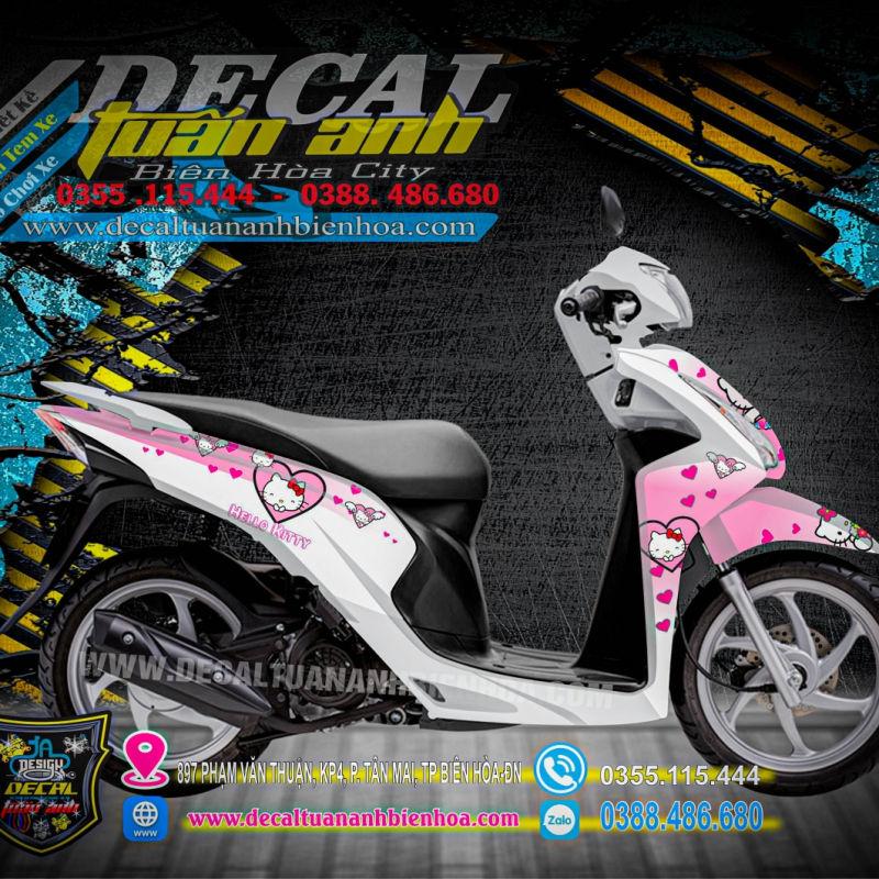 Tem trùm xe Vision 2014 Hello Kitty